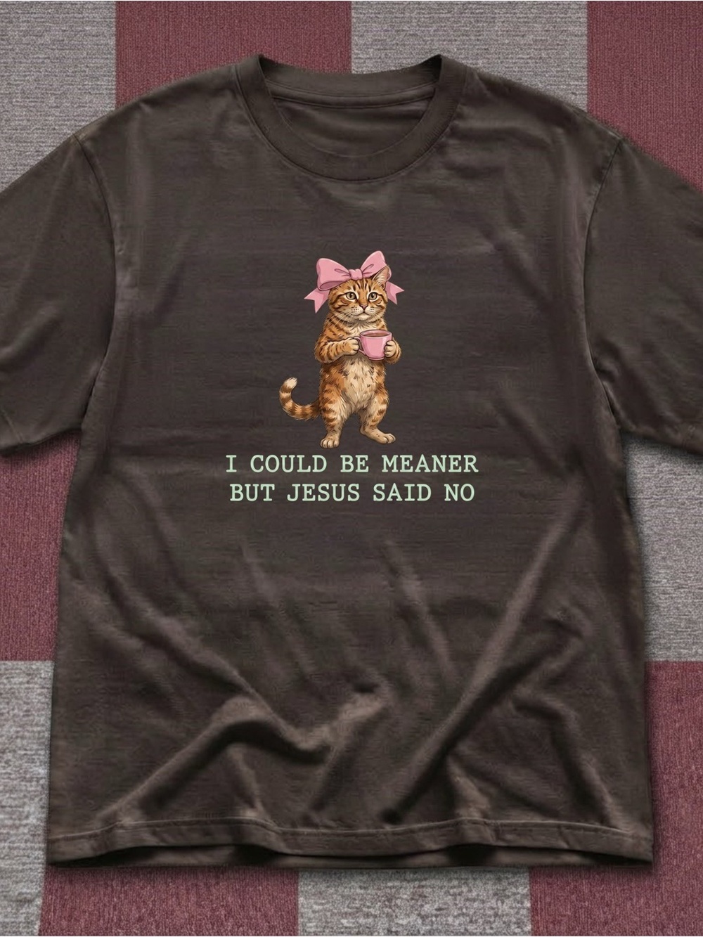 Gildan Funny Sassy Cat Brown Tee